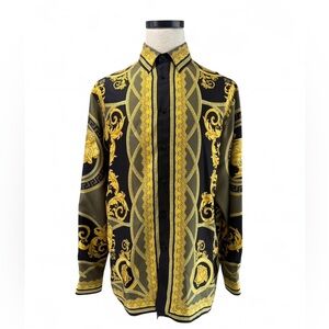 Versace La Coupe Des Deux Men Silk Shirt Size 48 Brand New